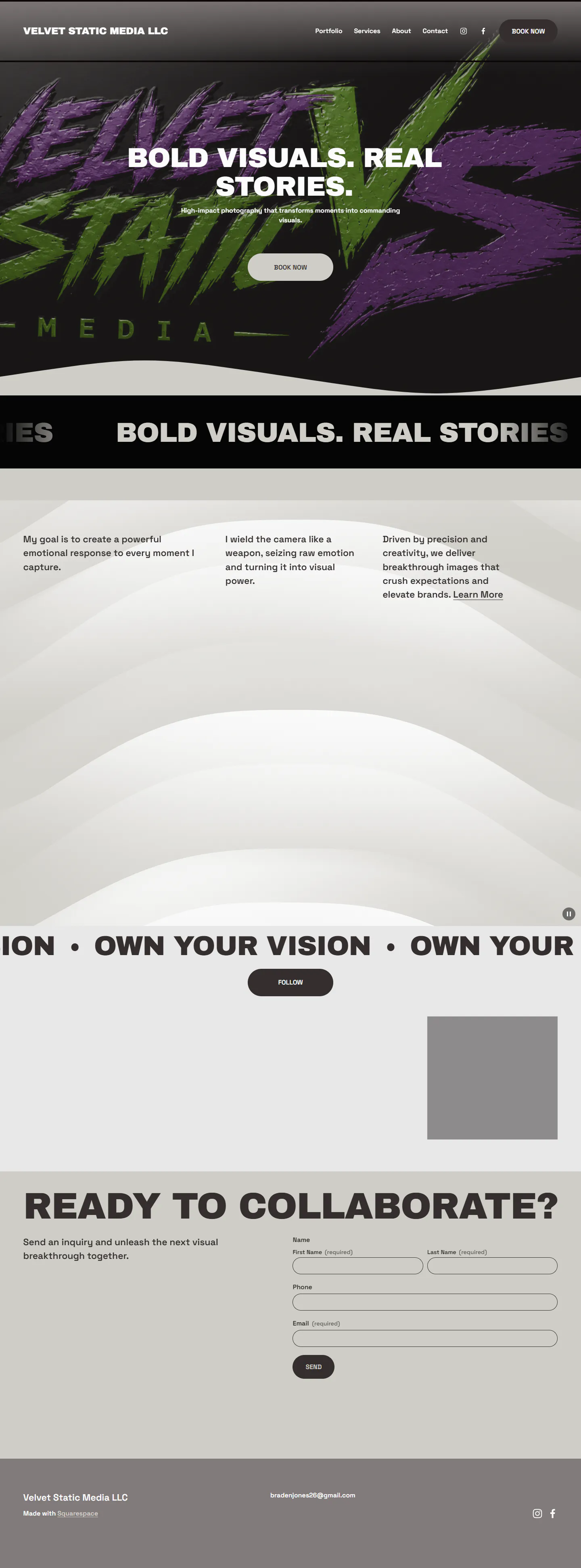 Velvet Static Media homepage before the redesign